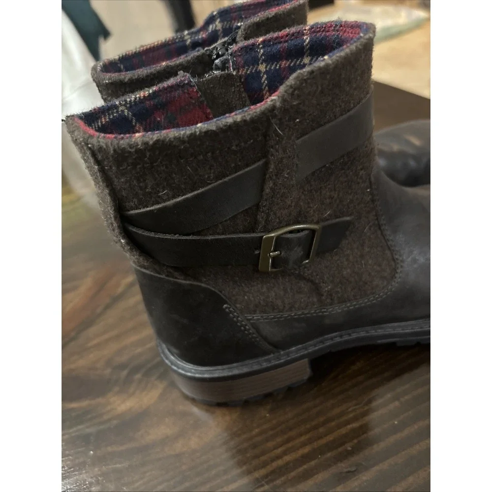 Merrell Wool Blend Women Legacy Buckle WP Casual Boots  Brown Leather size 7